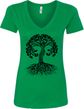 Black Celtic Tree Ladies Yoga V-Neck Shirt
