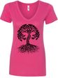 Black Celtic Tree Ladies Yoga V-Neck Shirt
