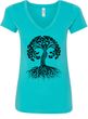 Black Celtic Tree Ladies Yoga V-Neck Shirt