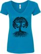 Black Celtic Tree Ladies Yoga V-Neck Shirt