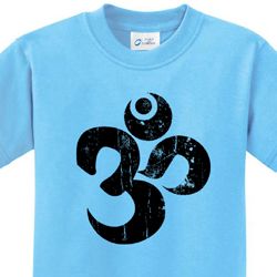 Black Distressed OM Kids Yoga Shirts
