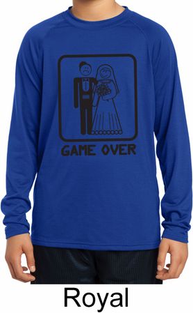 Black Game Over Kids Dry Wicking Long Sleeve Shirt