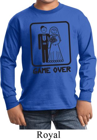 Black Game Over Kids Long Sleeve Shirt