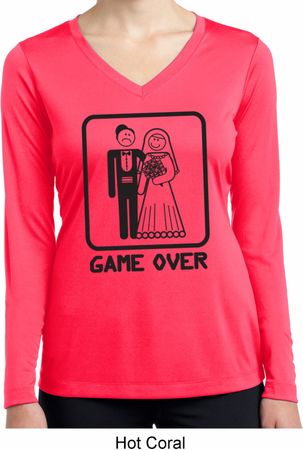 Black Game Over Ladies Dry Wicking Long Sleeve Shirt