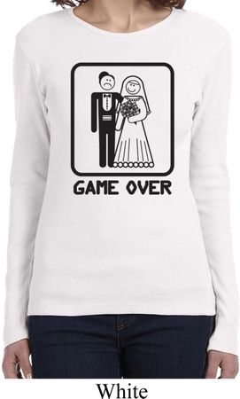 Black Game Over Ladies Long Sleeve Shirt