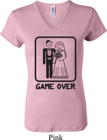 Black Game Over Ladies V-neck Shirt