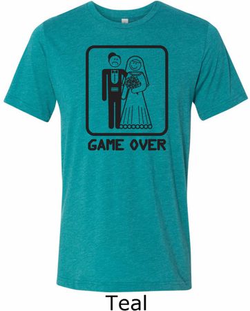 Black Game Over Mens Tri Blend Crewneck Shirt