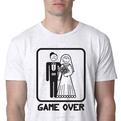 Black Game Over Mens White Burnout Shirt Black Game Over Mens White Burnout Shirt