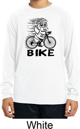 Black Penguin Power Bike Kids Moisture Wicking Long Sleeve Shirt