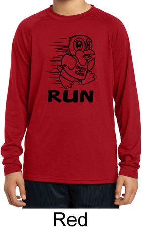 Black Penguin Power Run Kids Dry Wicking Long Sleeve Shirt