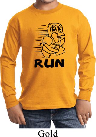 Black Penguin Power Run Kids Long Sleeve Shirt