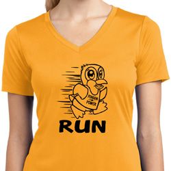 Black Penguin Power Run Ladies Moisture Wicking V-neck Shirt