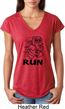 Black Penguin Power Run Ladies Tri Blend V-Neck Shirt
