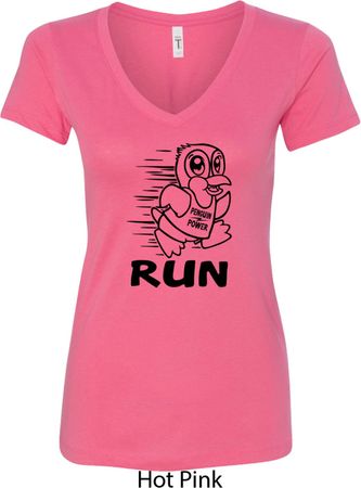 Black Penguin Power Run Ladies V-Neck Shirt