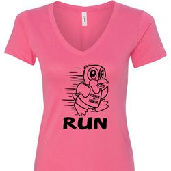 Black Penguin Power Run Ladies V-Neck Shirt