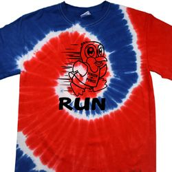Black Penguin Power Run Spiral Red Blue Patriotic Tie Dye Shirt