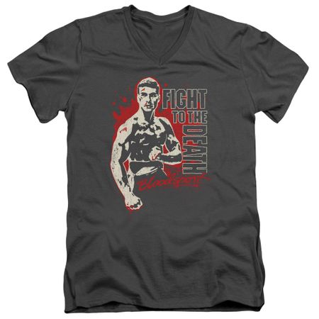 Bloodsport Slim Fit V-Neck Shirt To The Death Charcoal Tee T-Shirt