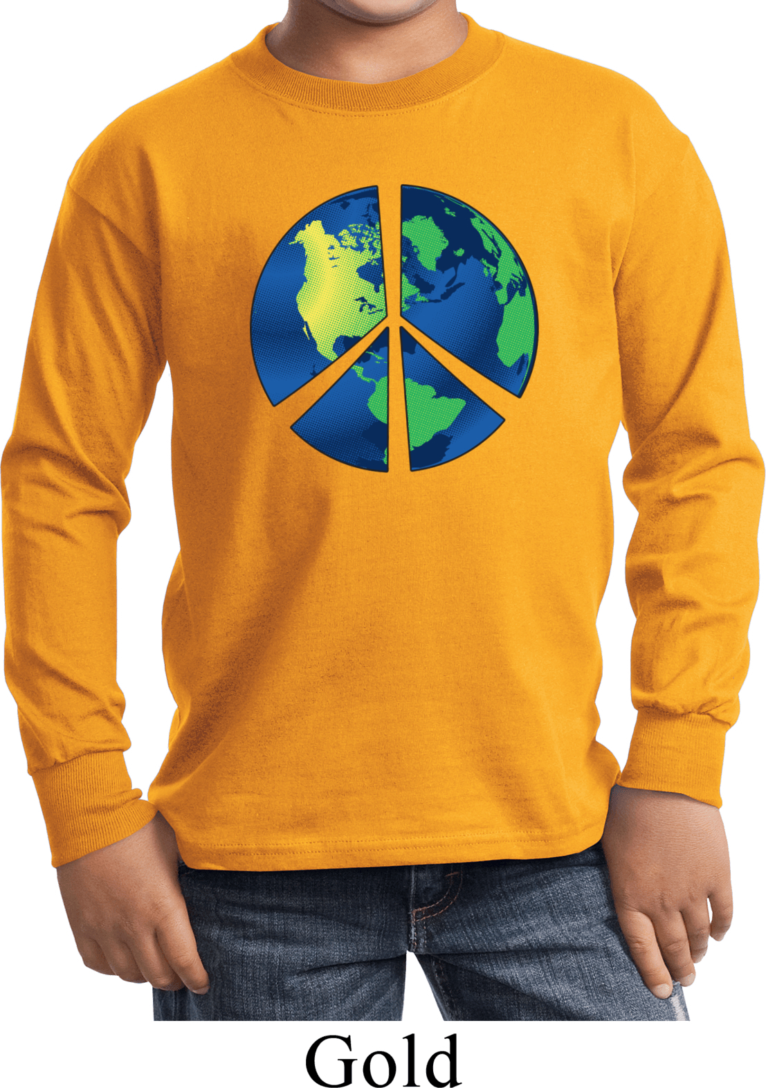 Blue Earth Peace Kids Long Sleeve Shirt Blue Earth Peace Kids Shirts