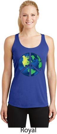 Blue Earth Peace Ladies Dry Wicking Racerback Tank Top