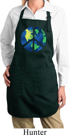 Blue Earth Peace Ladies Full Length Apron with Pockets