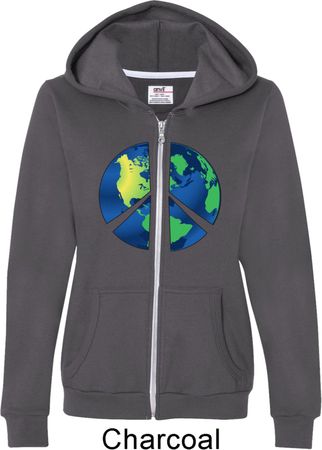 Blue Earth Peace Ladies Full Zip Hoodie