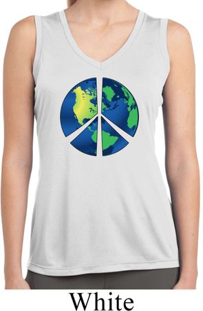 Blue Earth Peace Ladies Sleeveless Moisture Wicking Shirt