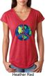 Blue Earth Peace Ladies Tri Blend V-Neck Shirt