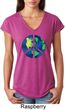 Blue Earth Peace Ladies Tri Blend V-Neck Shirt