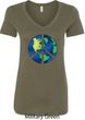 Blue Earth Peace Ladies V-Neck Shirt