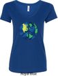Blue Earth Peace Ladies V-Neck Shirt