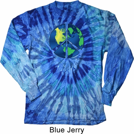 Blue Earth Peace Long Sleeve Tie Dye Shirt