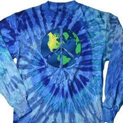 Blue Earth Peace Long Sleeve Tie Dye Shirt