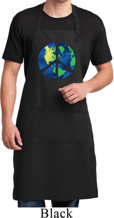 Blue Earth Peace Mens Full Length Apron with Pockets
