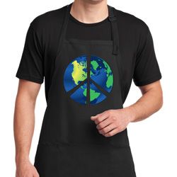 Blue Earth Peace Mens Full Length Apron with Pockets
