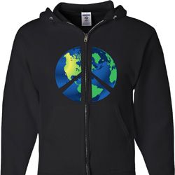 Blue Earth Peace Mens Full Zip Hoodie