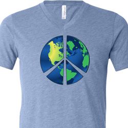 Blue Earth Peace Mens Tri Blend V-neck Shirt