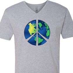 Blue Earth Peace Mens V-Neck Shirt