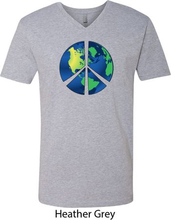 Blue Earth Peace Mens V-Neck Shirt