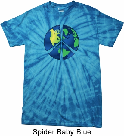 Blue Earth Peace Spider Tie Dye Shirt