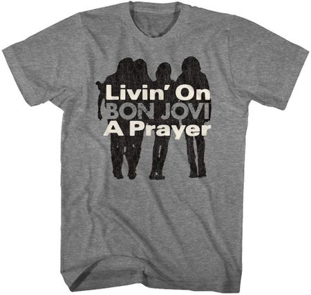Bon Jovi Livin on a Prayer Adult Heather Gray Tee Shirt