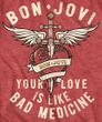 Bon Jovi Bad Medicine Adult Red Heather Tee Shirt