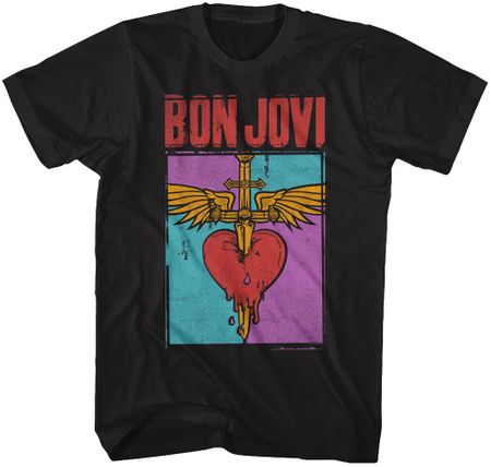 Bon Jovi Heart and Dagger Adult Tee Shirt - Black