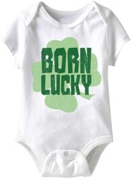 Born Lucky Funny Baby Romper White Infant Babies Creeper Born Lucky Funny Baby Romper White Infant Babies Creeper