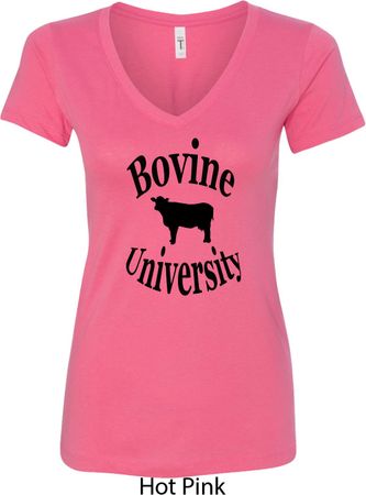 Bovine University Ladies V-Neck Shirt