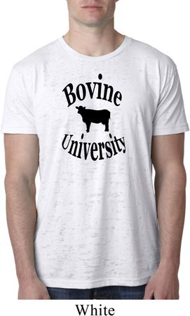 Bovine University Mens Burnout Shirt, White
