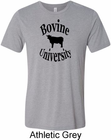 Bovine University Mens Tri Blend Crewneck Shirt