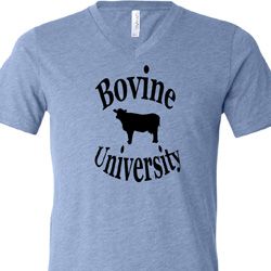 Bovine University Mens Tri Blend V-neck Shirt