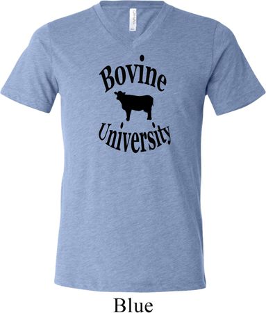 Bovine University Mens Tri Blend V-neck Shirt