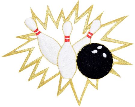 Crashing Bowling Pins Iron-On Applique Patch