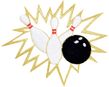 Crashing Bowling Pins Iron-On Applique Patch